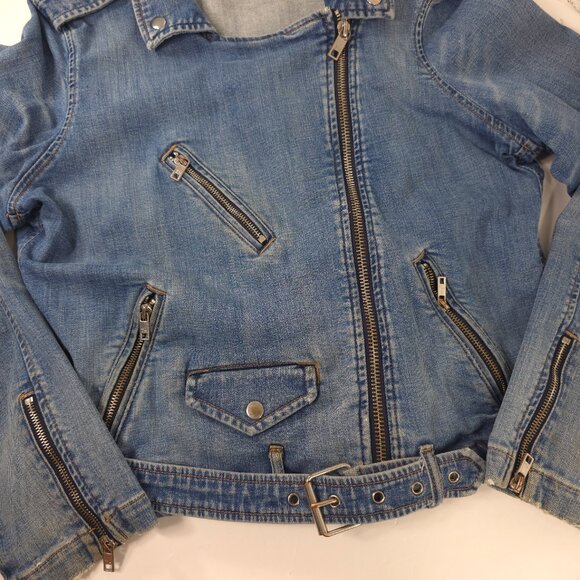 VINTAGE Y2K TOMMY HILFIGER DENIM JACKET WOMENS SIZE XL DISTRESSED STRETCH *FLAWS - Picture 5 of 16